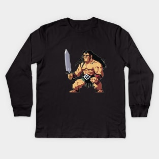 pixel barbarian Kids Long Sleeve T-Shirt